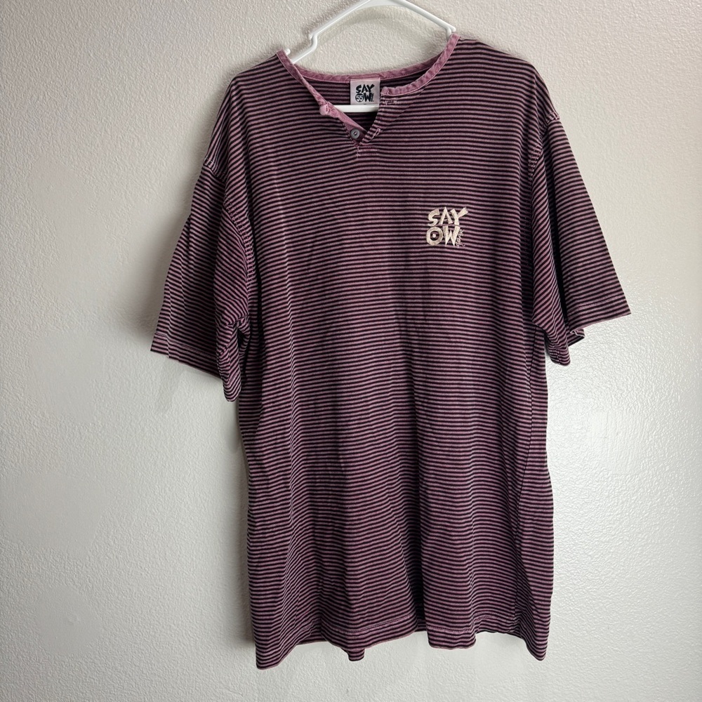 Say Ow Gear Shirt Striped Junior Seau Chargers Made In USA Rare VTG ‘90s Size XL